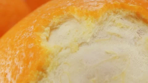 Orange peel surface close up rotating camera motion stock footage Stock Footage 337092309