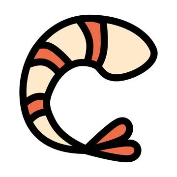 Orange peeled shrimp flat Stock Illustration