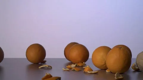Orange peels falling Stock Footage 43647620