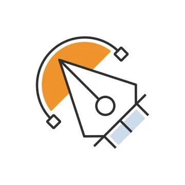 Orange pen tool  icon design Illustrazione stock