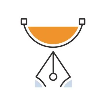 Orange pen tool  icon semicircle Stock Illustration