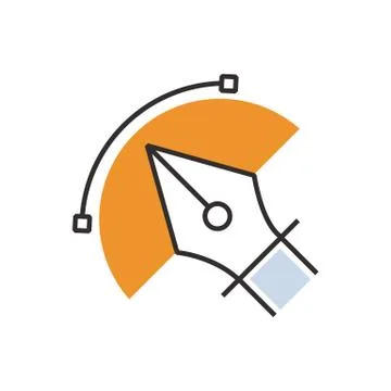 Orange pen tool  icon semicircle design Stock Illustration