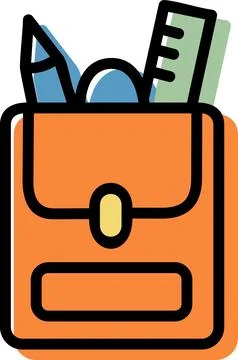 Orange pencil case school supply icon Stock Illustration