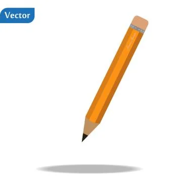 Orange pencil icon with eraser. Vector illustration eps 10 Stock Illustration