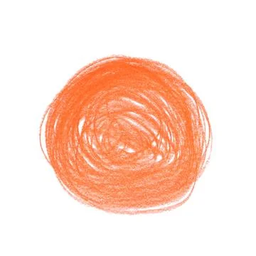 Orange pencil scribble on white background, top view Stock Photos