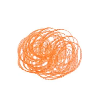 Orange pencil scribble on white background, top view Stock Photos