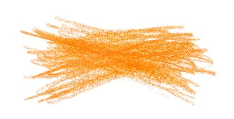 Orange pencil scribble on white background, top view Stock Photos