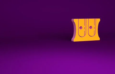 Orange Pencil sharpener icon isolated on purple background. Minimalism concep 스톡 일러스트
