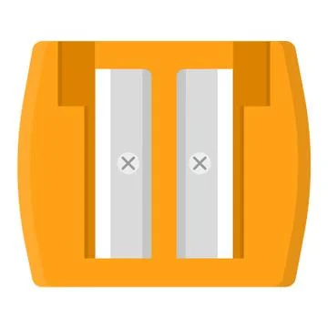Orange pencil sharpener isolated on white background. Cartoon style. Vector i Stock Illustration