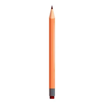 Orange pencil standing on white background with eraser Stock Illustration