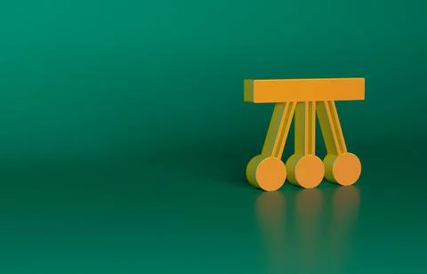 Orange Pendulum icon isolated on green background. Newtons cradle. Minimalism 스톡 일러스트