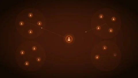 Orange People Cluster Groups Team Network Glow 4K Loop Stock Footage 342603774