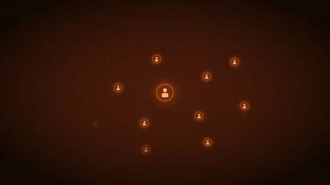 Orange People Orbit Rings Team Structure Glow 4K Loop Stock Footage 342603951