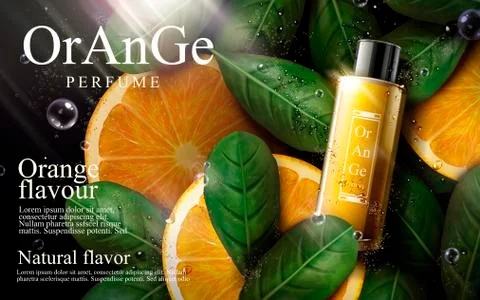Orange perfume ad Stock Illustration