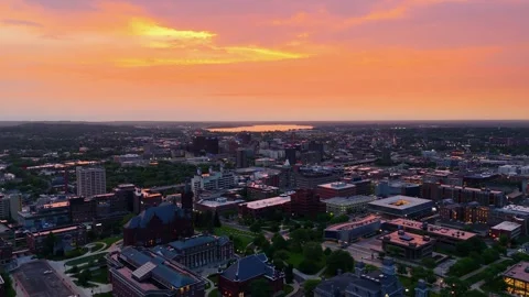 Orange permeates the Sky - Syracuse, NY Stock Footage 336473533