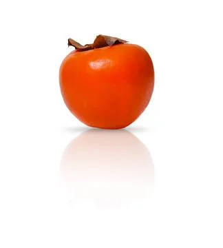 Orange persimmon fruit on white background Stock Photos