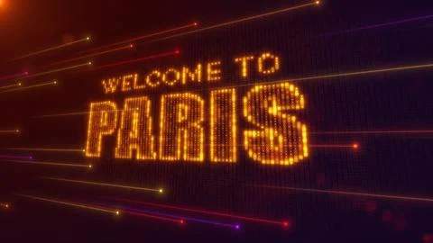 Orange Perspective Square Hud Mosaic Grid Of Welcome to Paris Digital Display Illustrazione stock