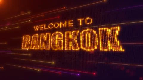Orange Perspective Square Hud Mosaic Grid Of Welcome to Bangkok Digital Display 스톡 일러스트