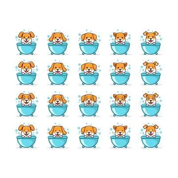 Orange Petwash Logo Icon Vector Design Template Stock Illustration