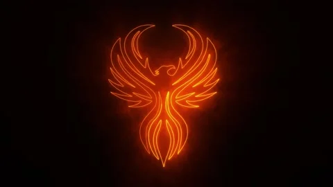 Orange Phoenix Eagle Animated Logo Loop Graphic Element Stock Footage 147708205