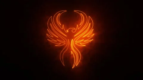 Orange Phoenix Eagle Animated Logo with Reveal Effect Stock Footage 147708241