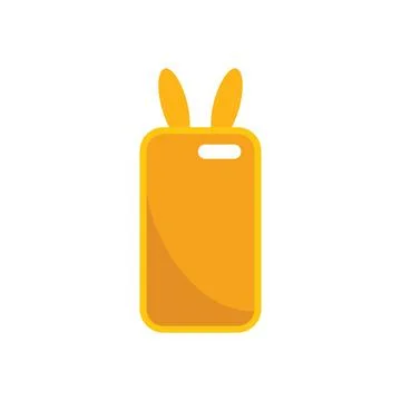 Orange phone case with bunny ears featuring back camera hole Stock Illustration