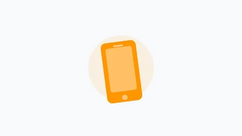 Orange phone icon flat design icon for call communication. Clean minimal motion Stock Footage 342622583