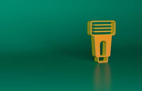 Orange Photo camera flash icon isolated on green background. Minimalism concept Stock Illustration