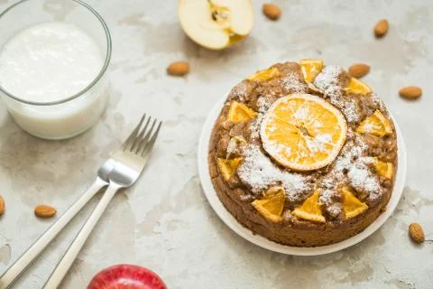Orange pie with kefir Stock Photos