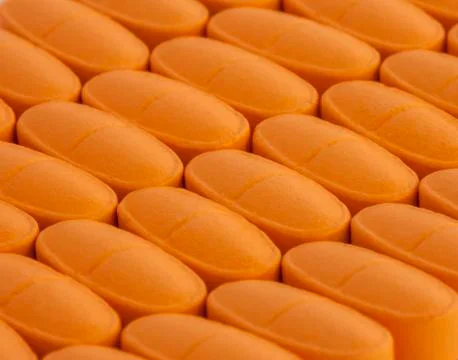 Orange pills Foto stock