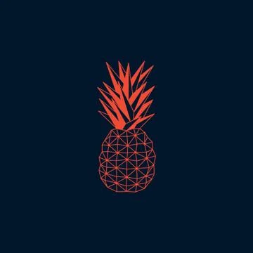 Orange pineapple origami vector design with dark blue background Иллюстрация