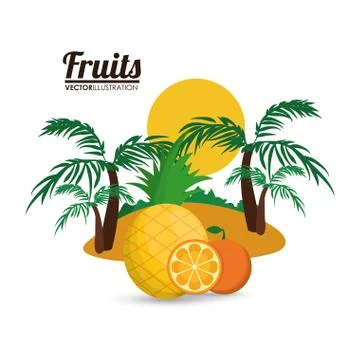 Orange pineapple palm tree and summer concept Stock Illustration