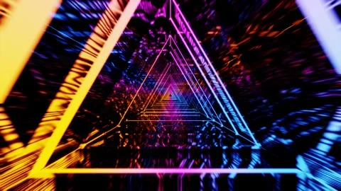 Orange pink with blue neon triangle gradient VJ seamless loop for party0001- Stock Footage 340067056