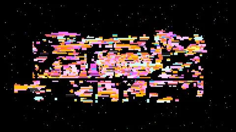 Orange Pink Fragmented Rectangular Glitch Field Vector Stock Illustration