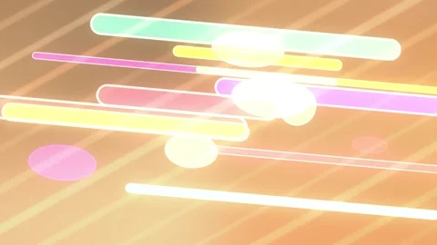 Orange pink gradient with glowing rounded bars and circles, Seamless Loop Stock Footage 341858406