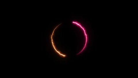 Orange Pink Neon Circle Loop Rotating Glow Ring on Black Background Stock Footage 319559721