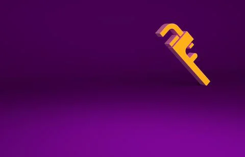 Orange Pipe adjustable wrench icon isolated on purple background. Minimalism  イラスト素材