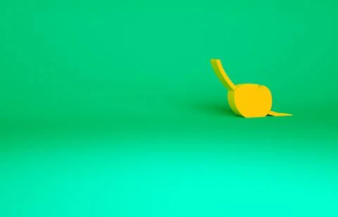 Orange Pirate eye patch icon isolated on green background. Pirate accessory.  Ilustración de archivo