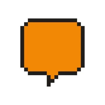 Orange pixel art speech bubble for communication Stock Illustration