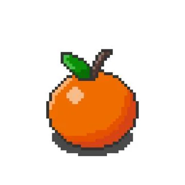 Orange pixel art. Vector illustration design. Background isolated on white Stock Illustration