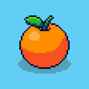 Orange pixel art. Vector illustration design. Background isolated on white Stock Illustration