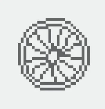 Orange pixel Icon, in the vector. EPS 8 format. Stock Illustration