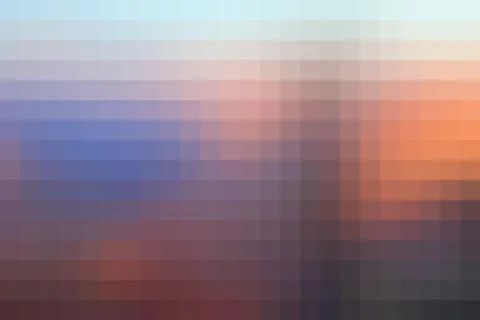 Orange pixel pattern - sunset colors pixels background. Illustrazione stock