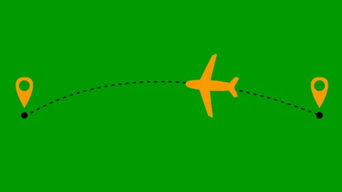 Orange plane destination green Stock Footage 234076295