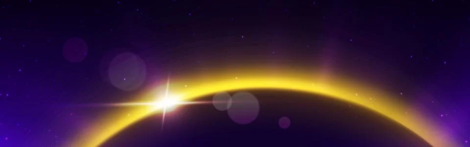 Orange planet light sun eclipse in space horizon Illustrazione stock