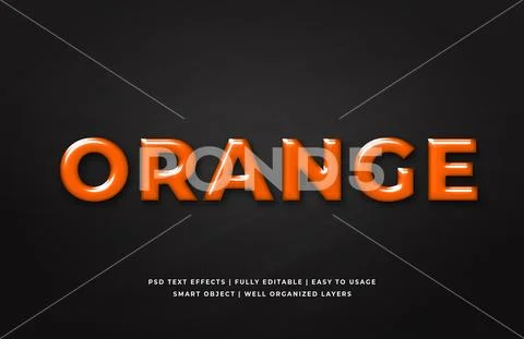Orange plastic 3d text style effect mockup - PSD Template PSD Template