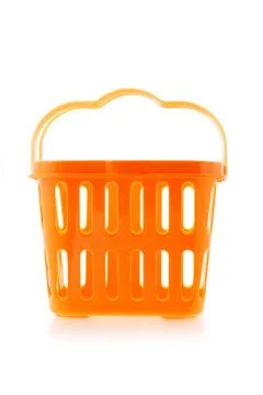 Orange plastic basket Stock Photos