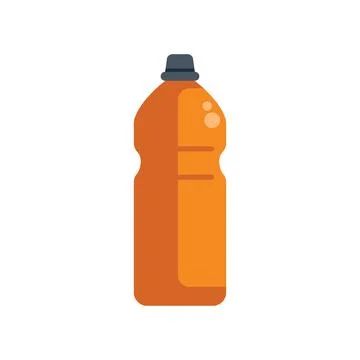 Orange plastic bottle containing refreshing drink on white background Stock Illustration