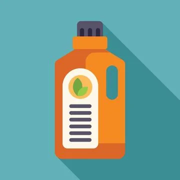 Orange plastic bottle with green leaf logo for organic product packaging mockup Stock Illustration