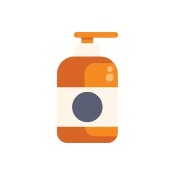 Orange plastic bottle with pump dispenser for cosmetics or soap Stock Illustration
